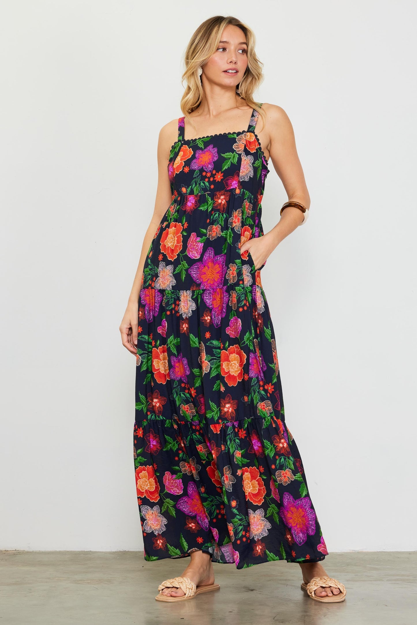 Navy Floral Maxi Dress