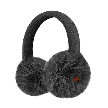 Faux Mink Fur Knitted CC Earmuff - Black