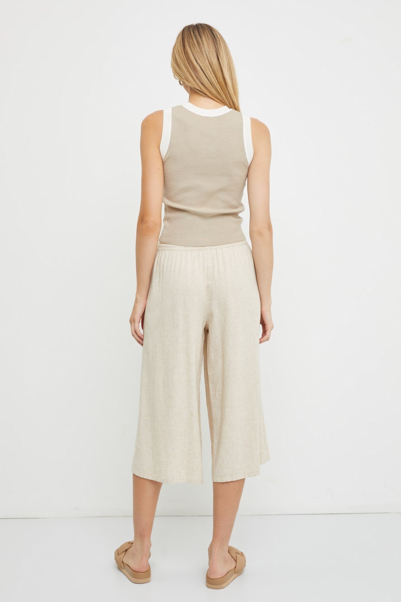 Taupe Contrast Knit Tank