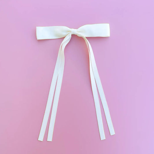 Ivory Satin Ribbon Hair Bow