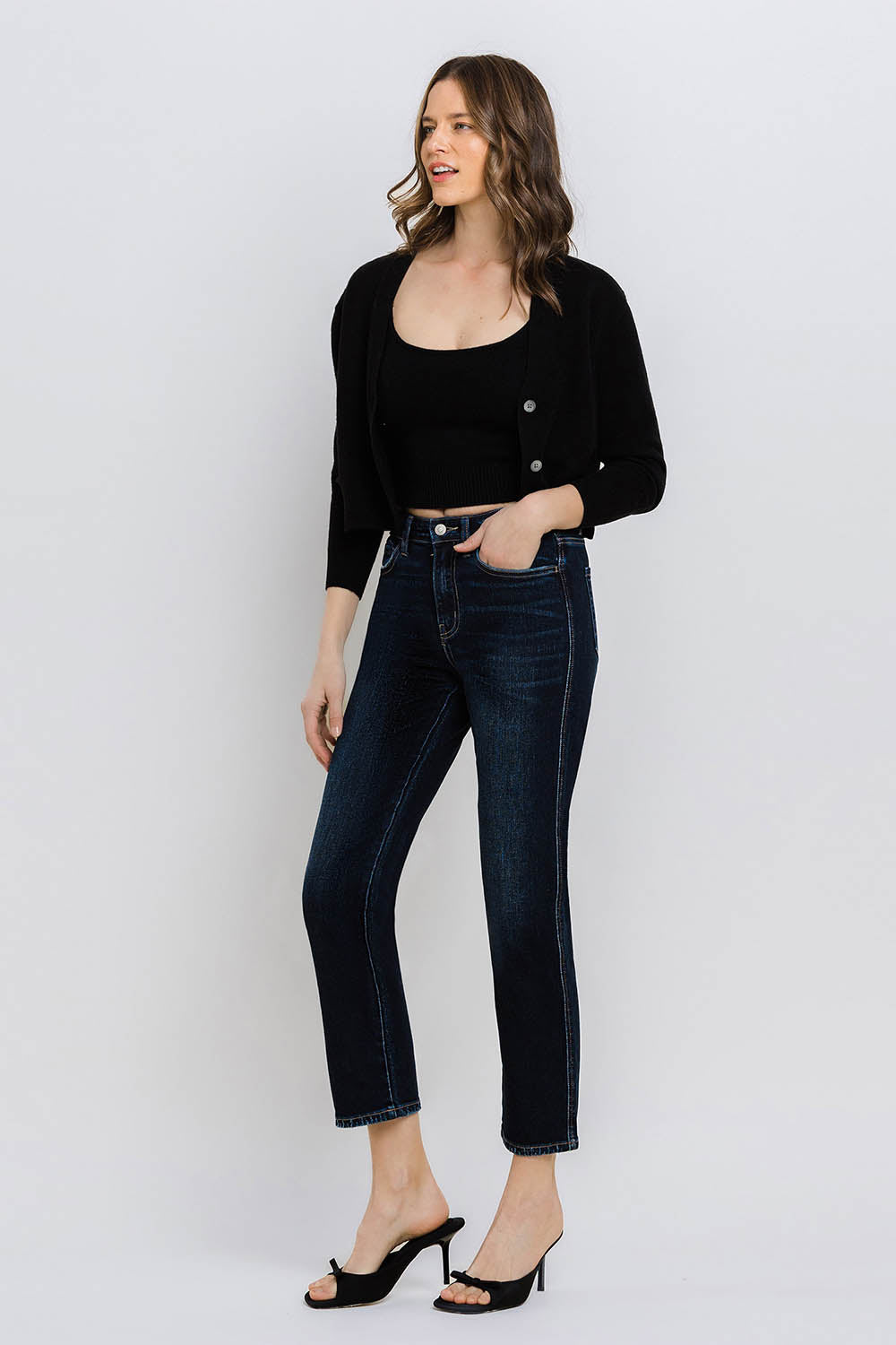 Flying Monkey High Rise Crop Straight Jeans