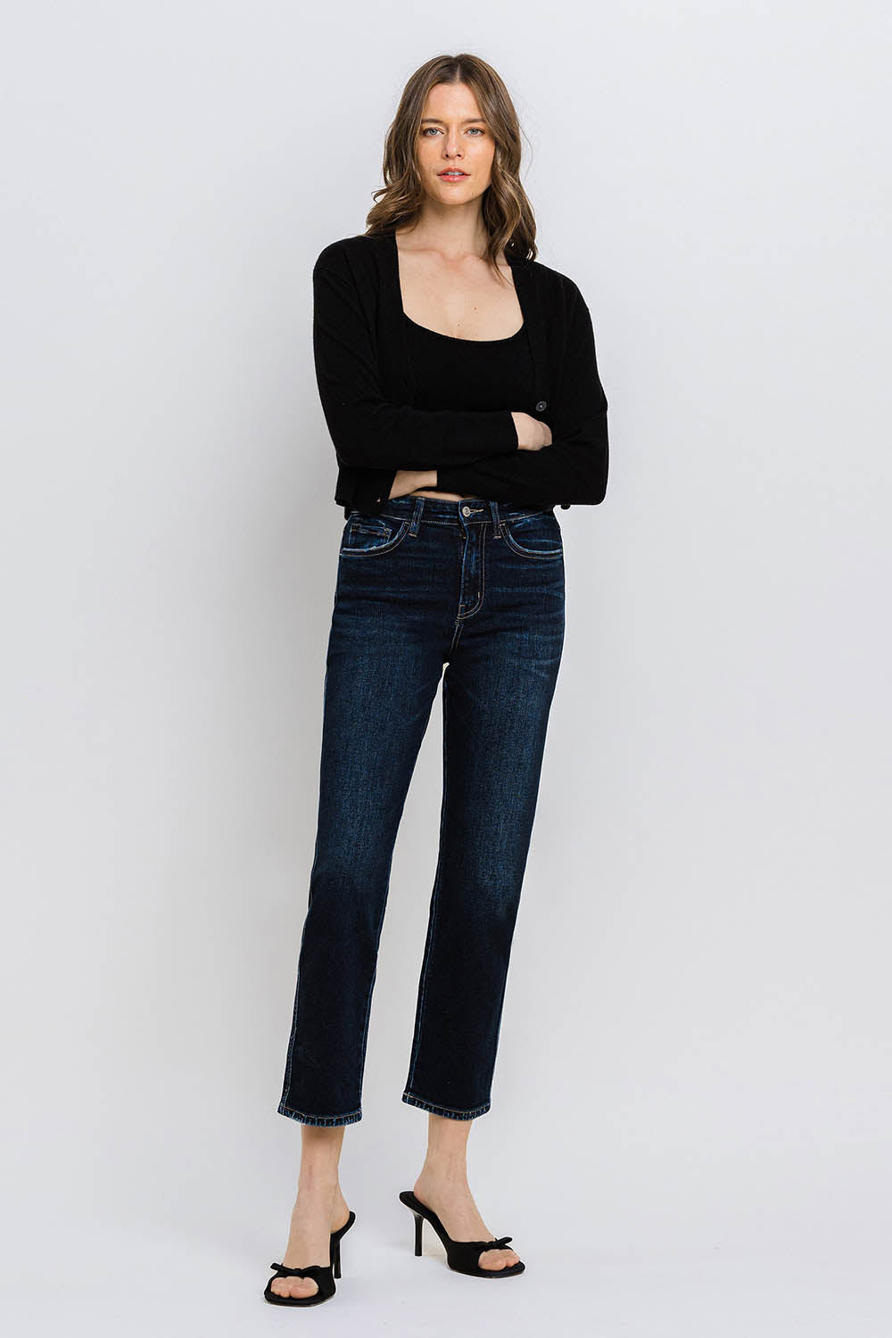 Flying Monkey High Rise Crop Straight Jeans