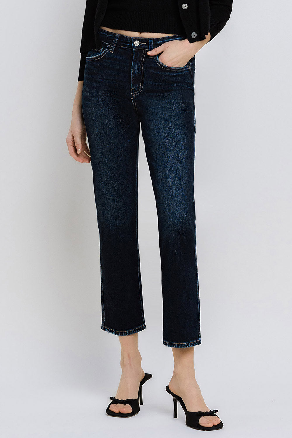 Flying Monkey High Rise Crop Straight Jeans