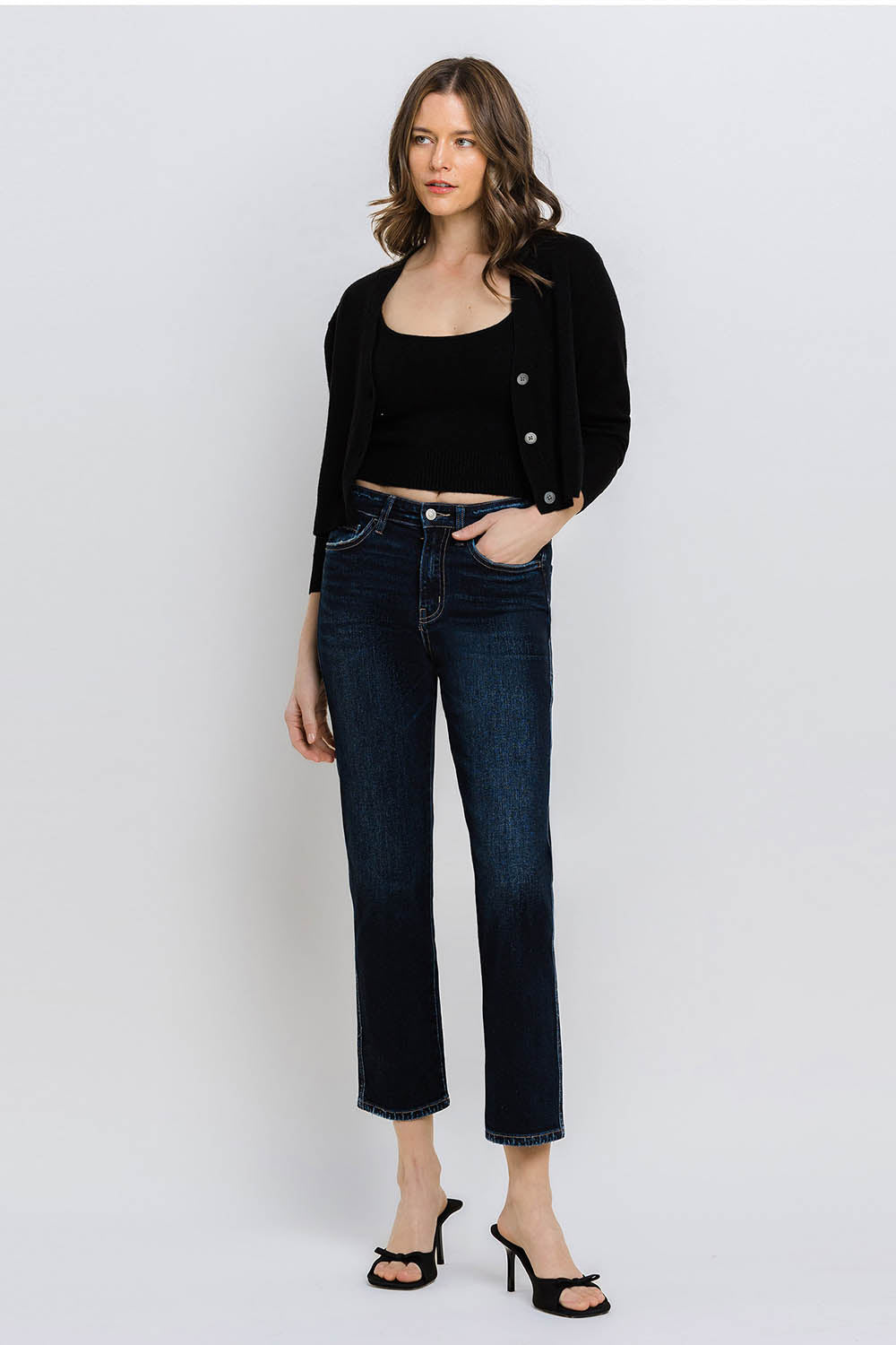 Flying Monkey High Rise Crop Straight Jeans