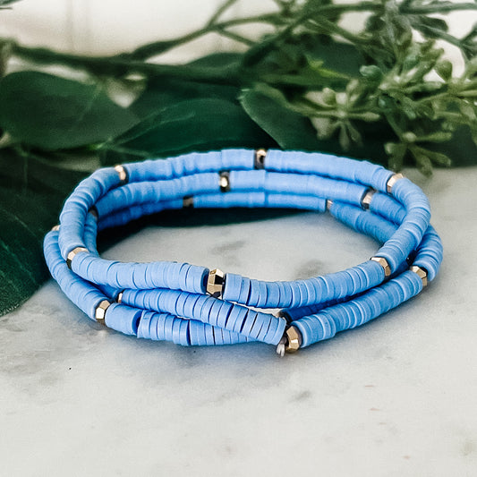 Blue Rubber Bracelet Set