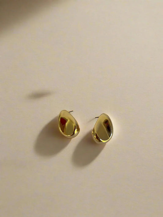 Gold Textured Tear Drop Earrings