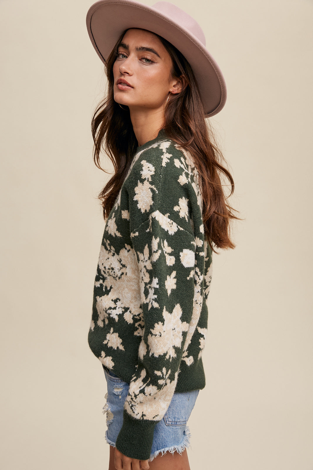 Hunter Green Floral Sweater - FINAL SALE
