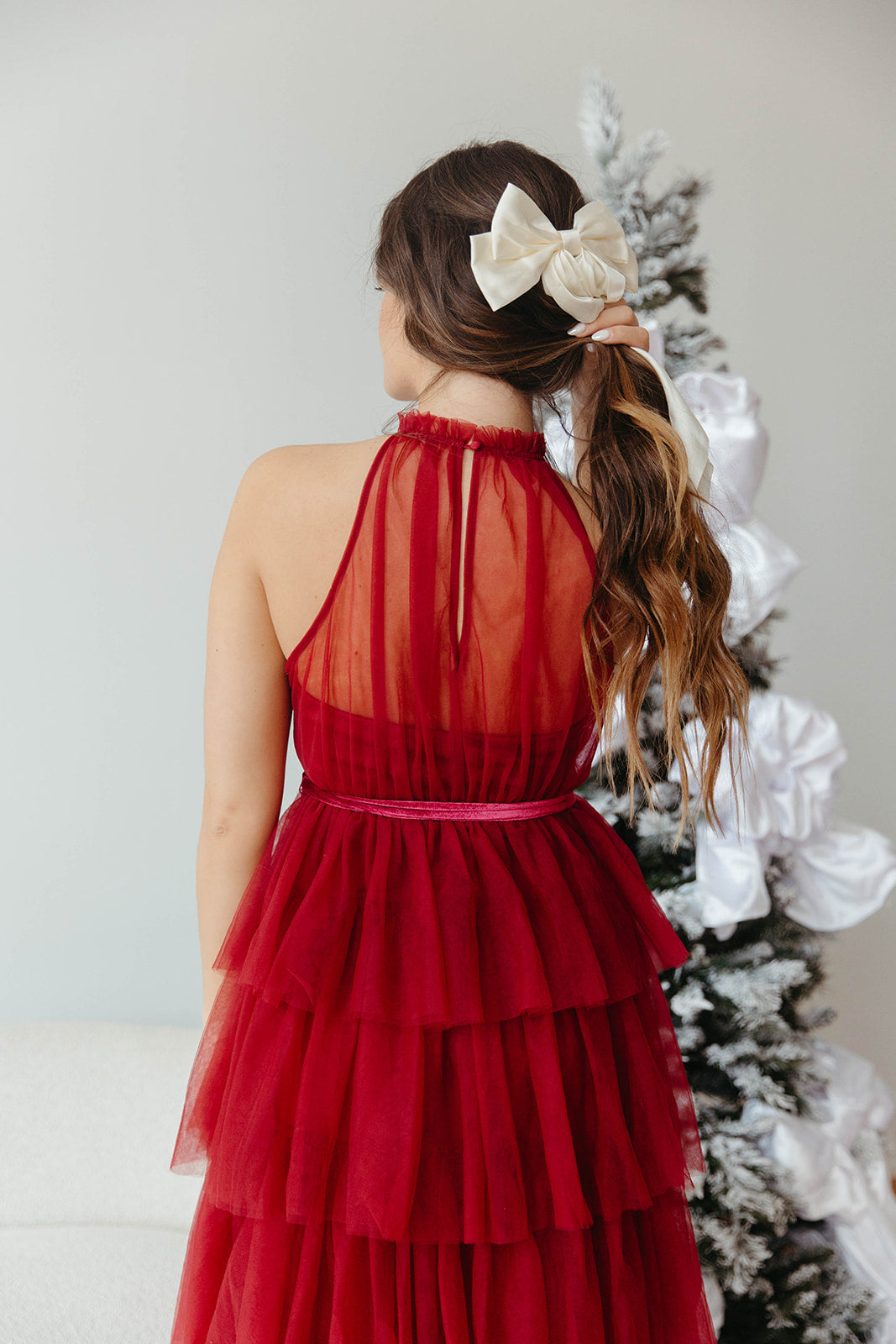Wine Tuelle Halter Midi Dress - FINAL SALE Wine Tuelle Halter Midi Dress - FINAL SALE