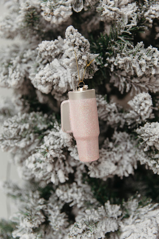 Pink Glitter Tumbler Ornament - FINAL SALE