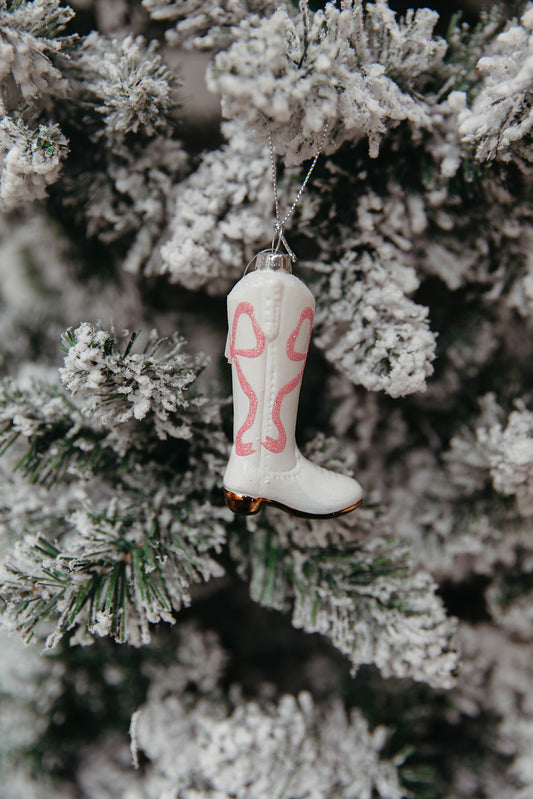 Pink Bow Cowboy Boot Ornament - FINAL SALE