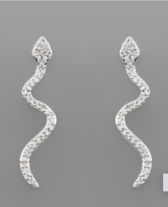 CZ Snake Earrings - Silver