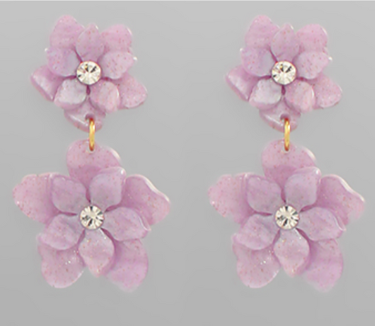 Flowers Dangle Earrings - Lavender