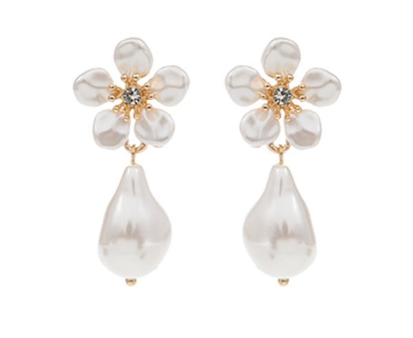 Flower & Baroque Pearl Earrings