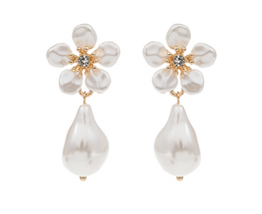 Flower & Baroque Pearl Earrings