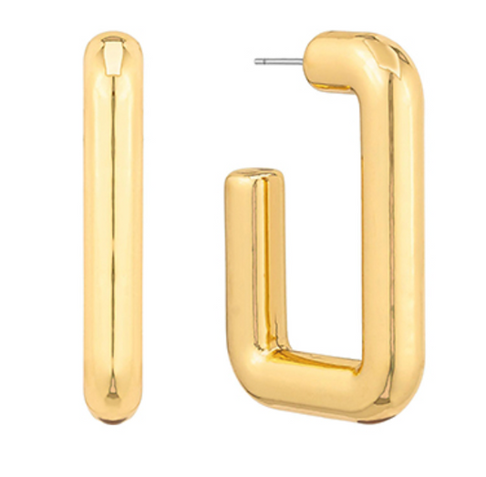 Puffy Rectangle Open Hoops