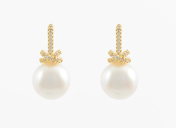 Textured Round Pearl Earrings