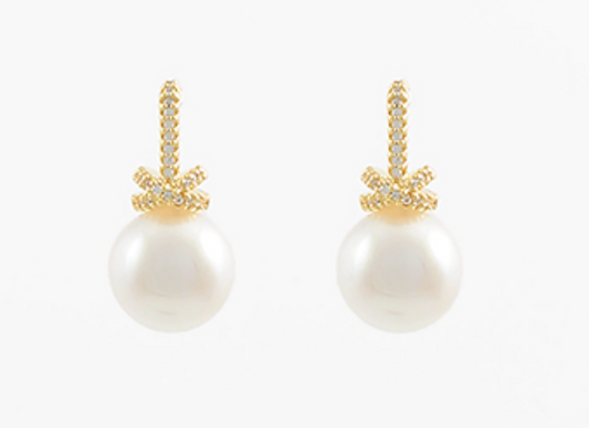 Textured Round Pearl Earrings