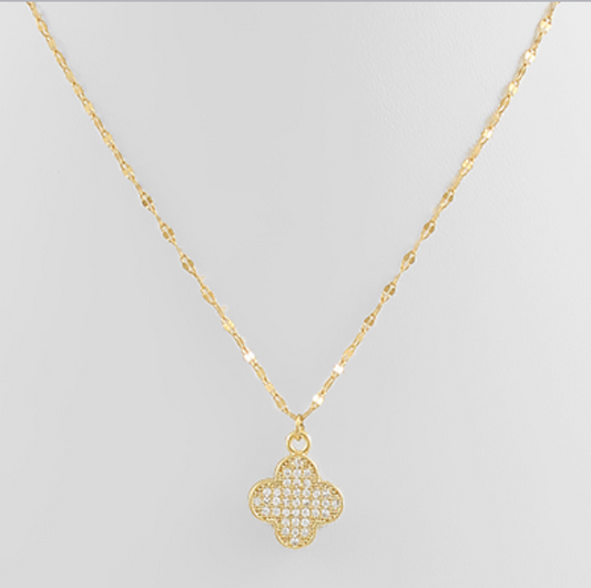 Crystal Clover Pendant Necklace