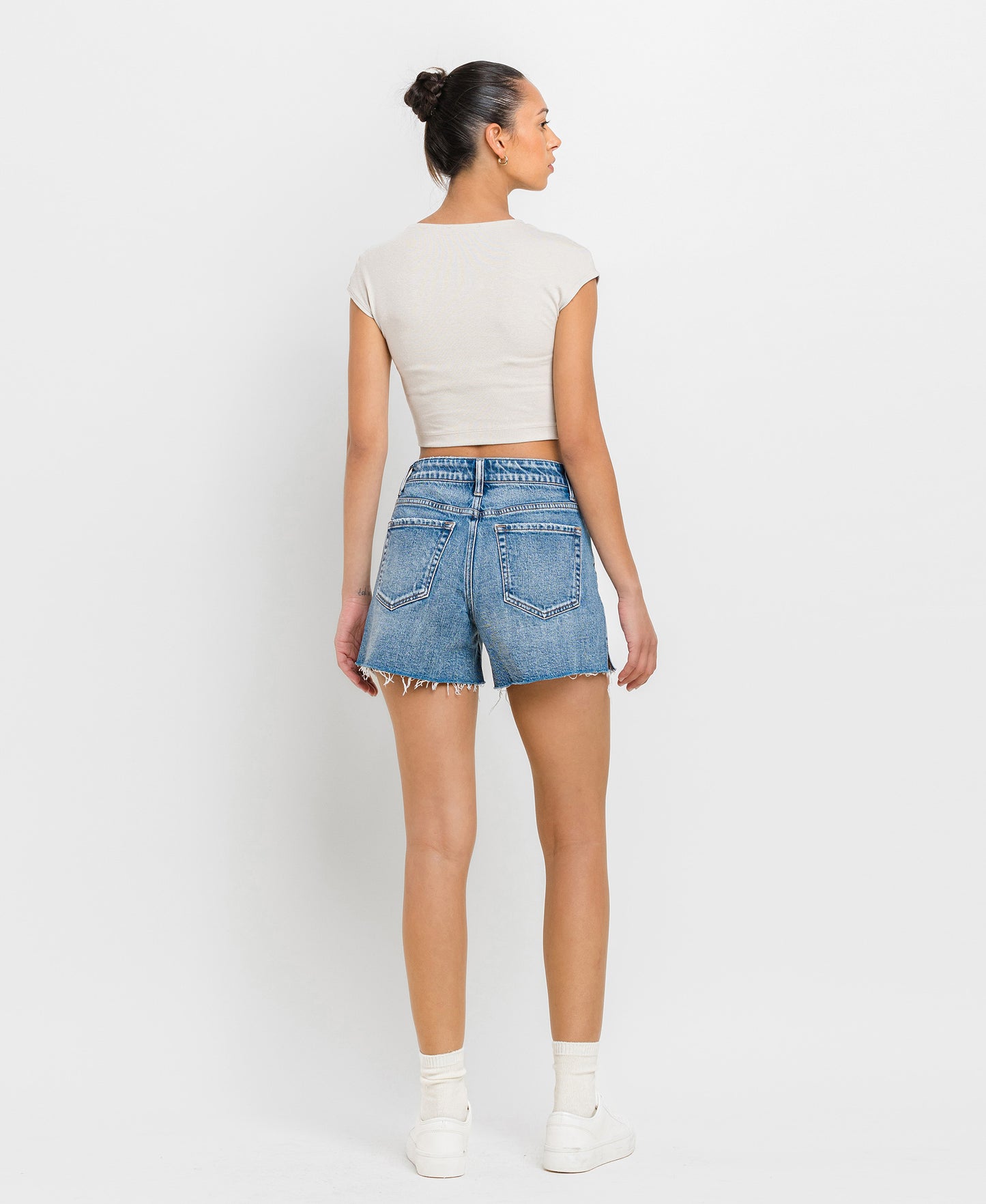 Vervet High Rise Raw Hem Shorts