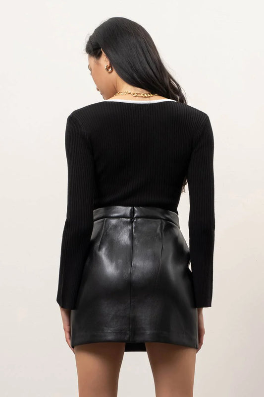 Contrast Hem Long Sleeve Top