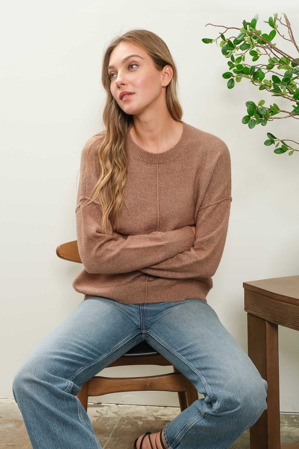 Deep Taupe Crewneck Sweater