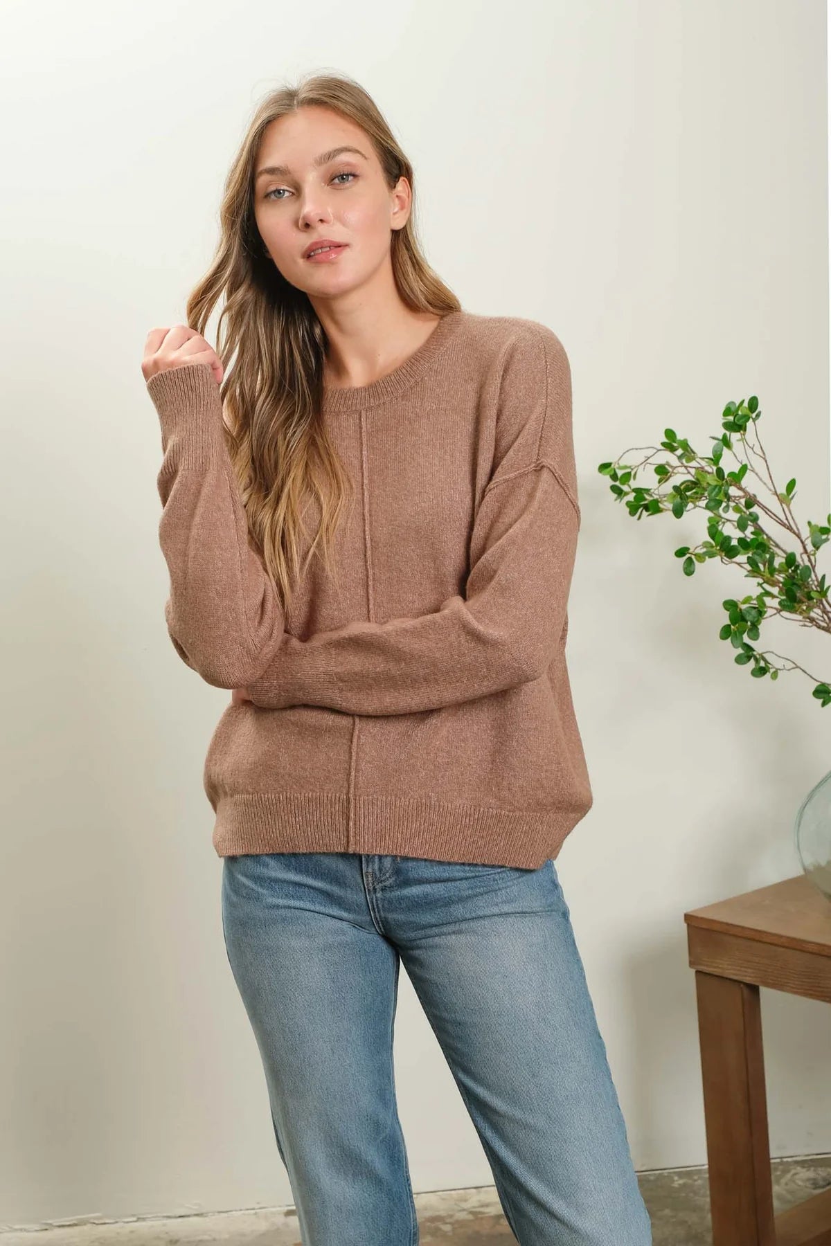 Deep Taupe Crewneck Sweater