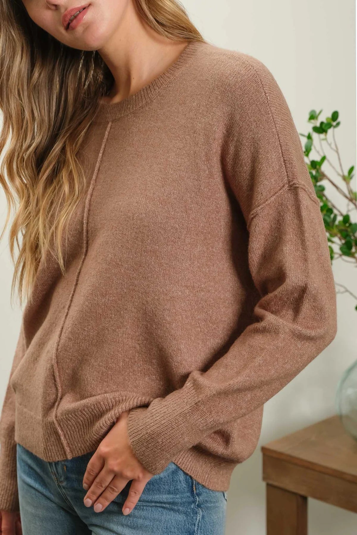 Deep Taupe Crewneck Sweater