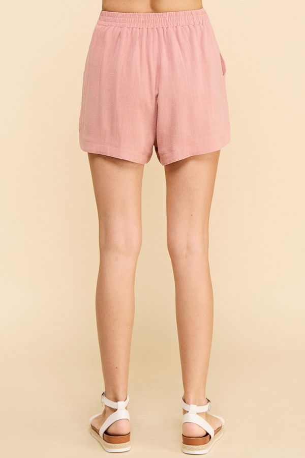 Peony Pink Linen Shorts