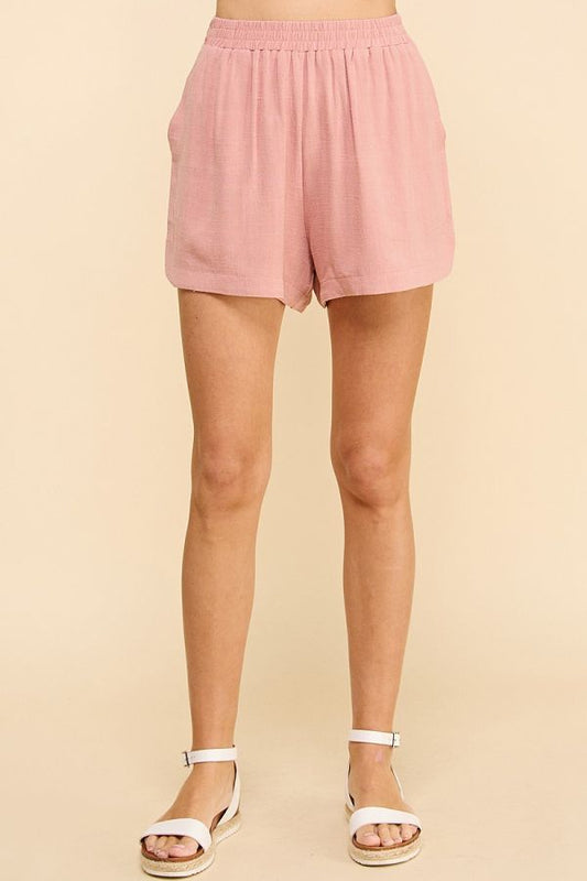 Peony Pink Linen Shorts