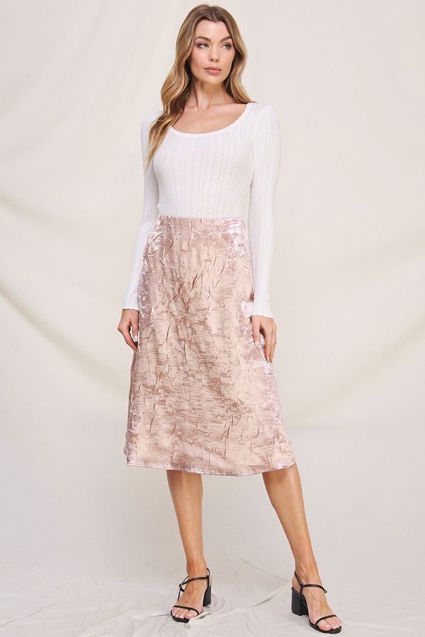Dusty Rose Crinkled Skirt