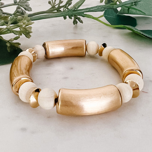 Gold & Wood Bracelet