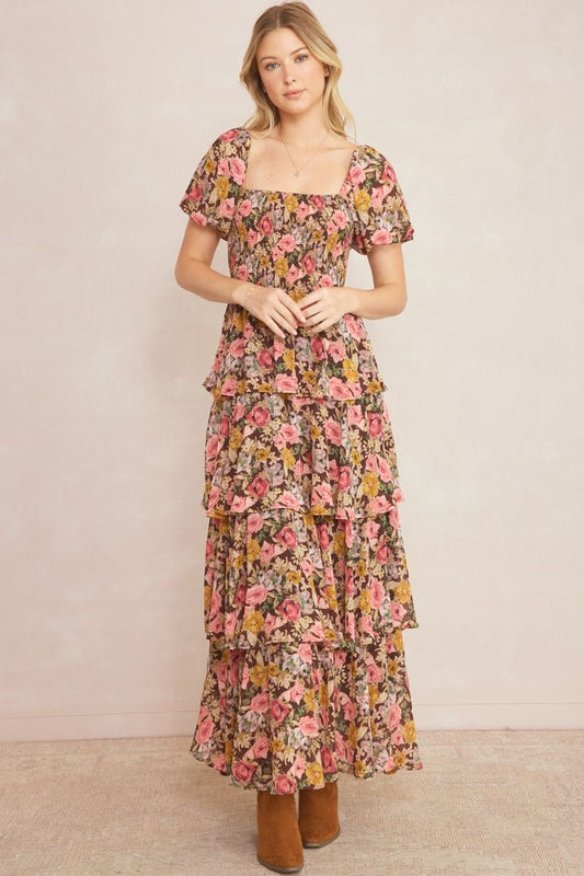 Brown Floral Maxi Dress - FINAL SALE