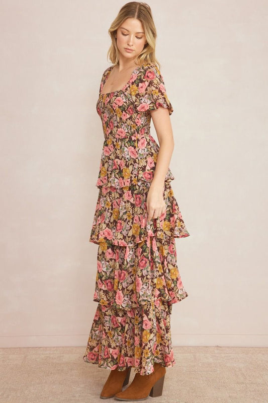 Brown Floral Maxi Dress - FINAL SALE