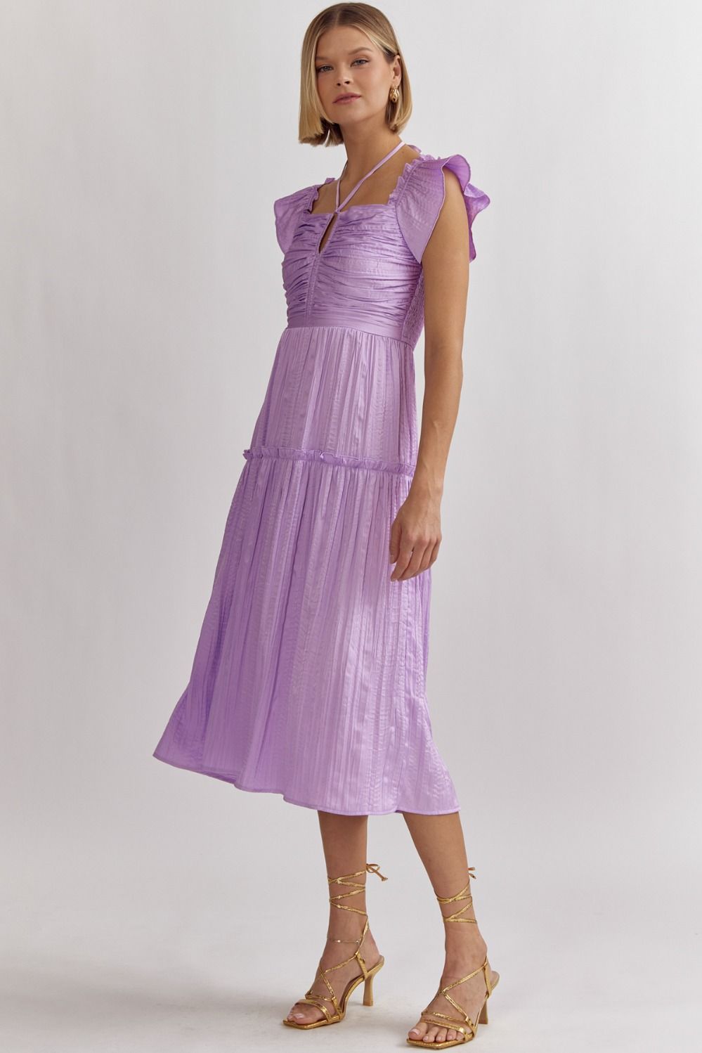 Lavender Halter Midi Dress