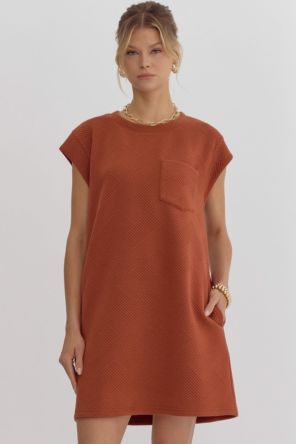 Rust Textured Mini Dress - FINAL SALE – Salt & Wilde