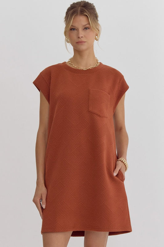 Rust Textured Mini Dress - FINAL SALE