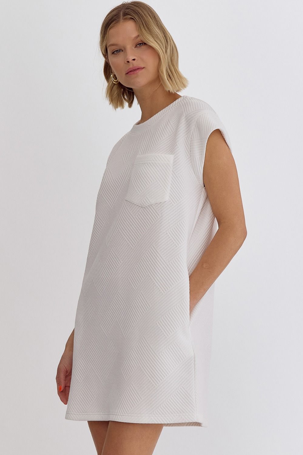 White Textured Mini Dress