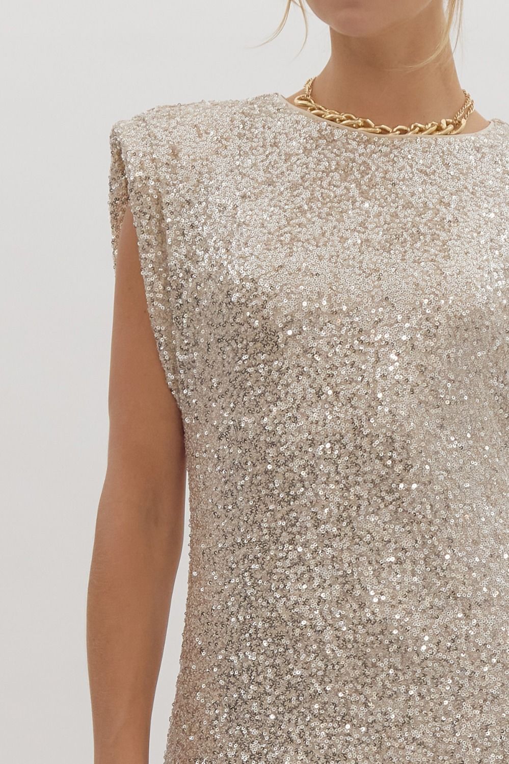 Champagne Sequin Mini Dress