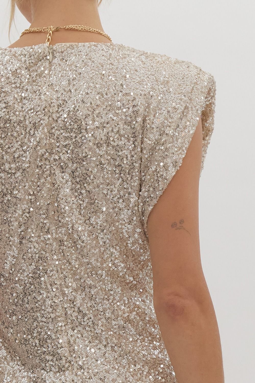 Champagne Sequin Mini Dress