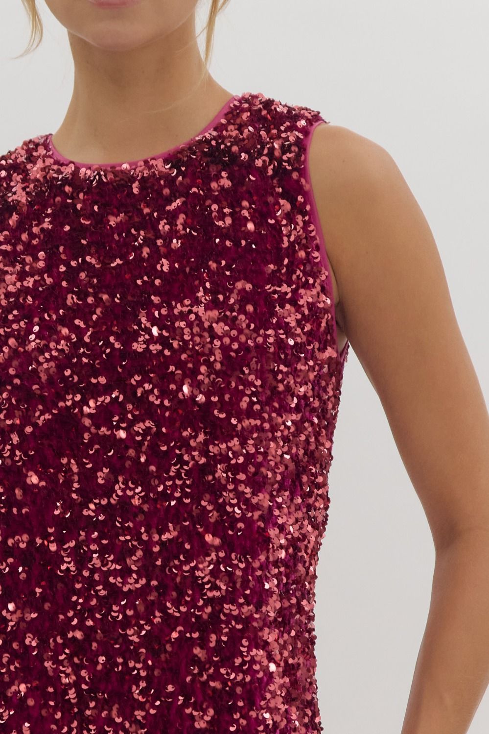 Magenta Sequin Mini Dress