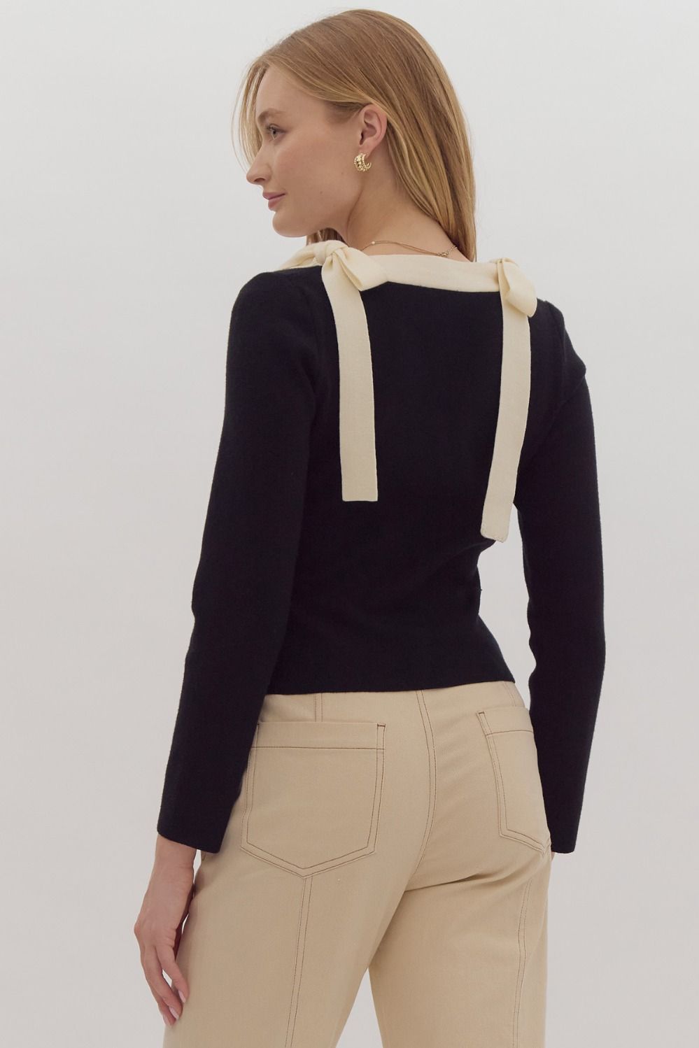 Black/Ivory Bow Sweater