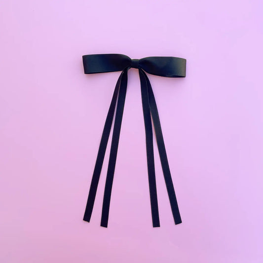 Black Satin Ribbon Hair Bow