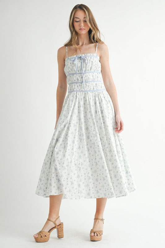 Baby Blue Floral Midi Dress