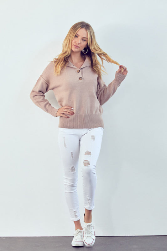 Taupe Henley Sweater - FINAL SALE
