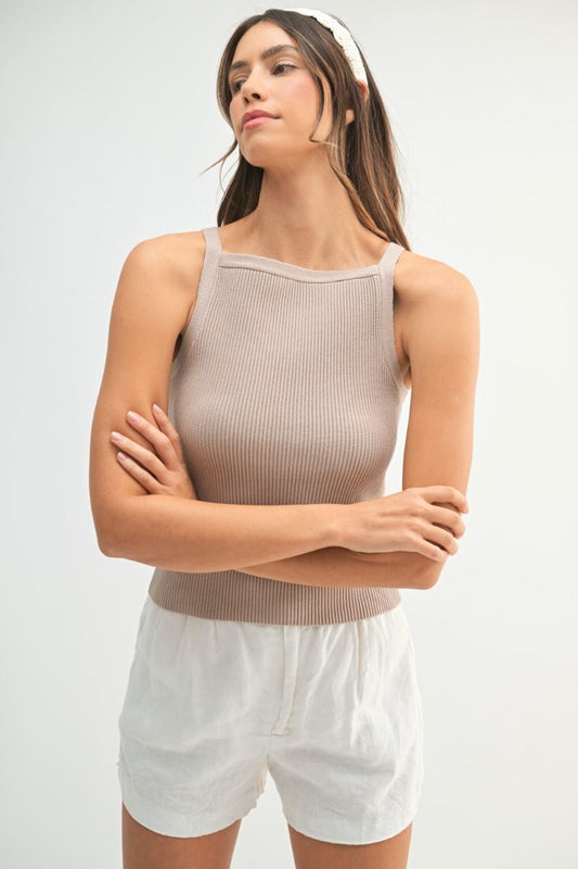 Light Mocha Ribbed Tank