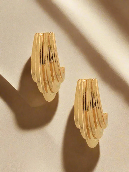 Gold Rippling Curve Earrings
