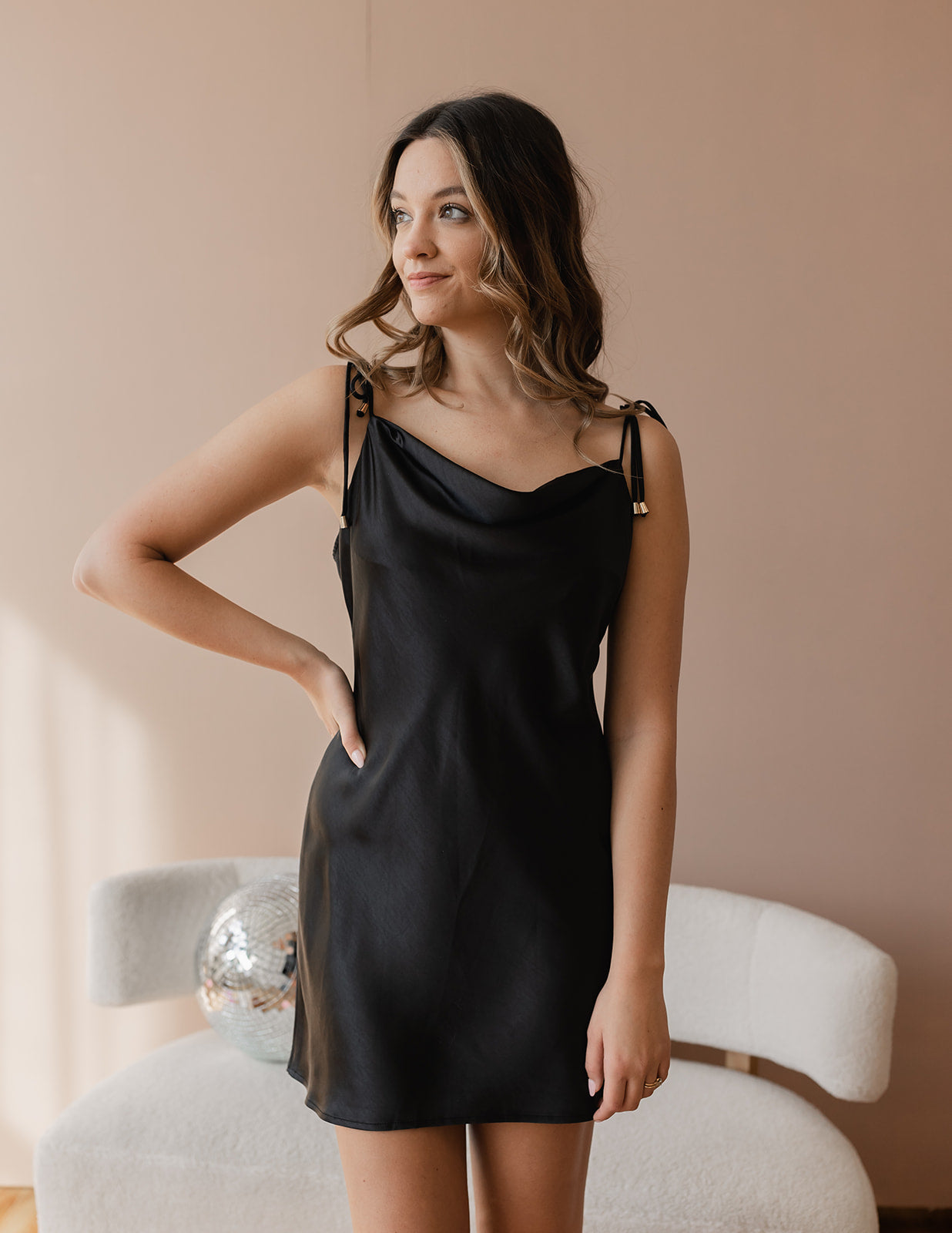Kaylee Black Silk Dress