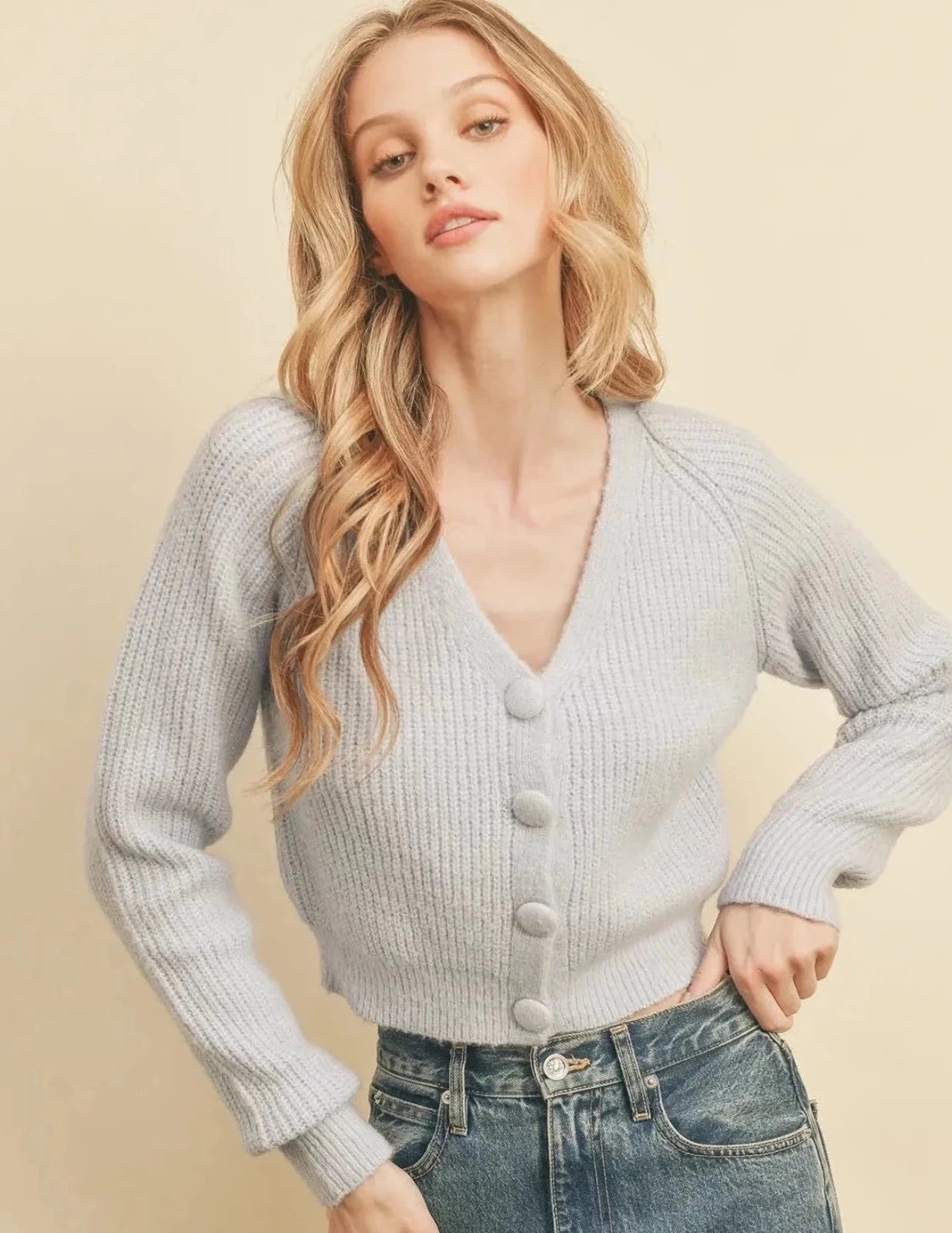 Baby Blue Button Sweater