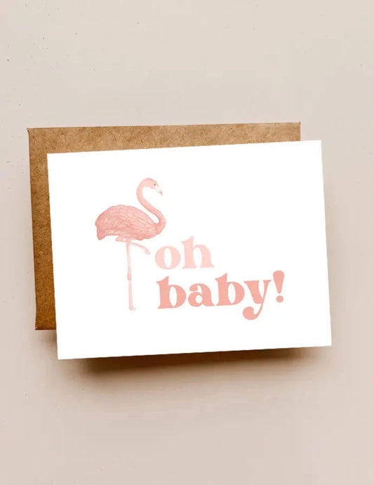 Oh Baby Flamingo Card